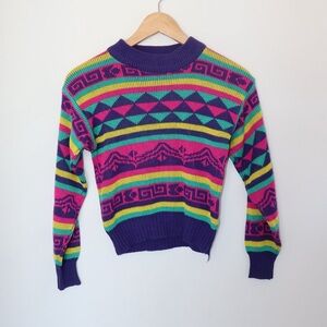 Vintage Colorful Geometric Pattern Sweater
